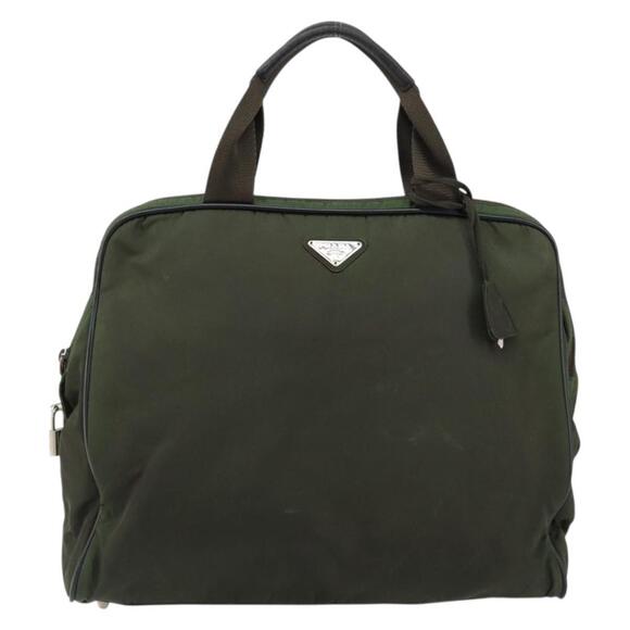 PRADA Hand Bag Nylon Khaki Silver Auth 151267 - Picture 13 of 16